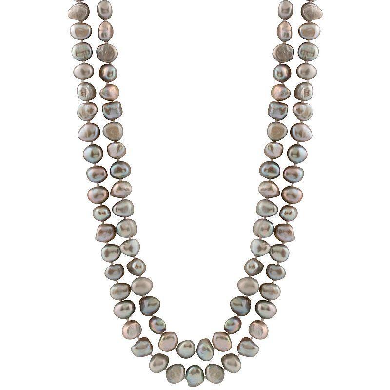 Dyed Freshwater Cultured Pearl Long Double Strand Necklace, Womens, Silvertone Product Image