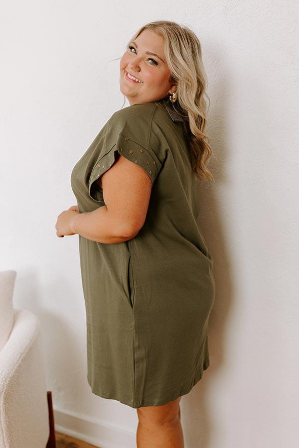 Casual Couture Mini Dress in Olive Curves Product Image