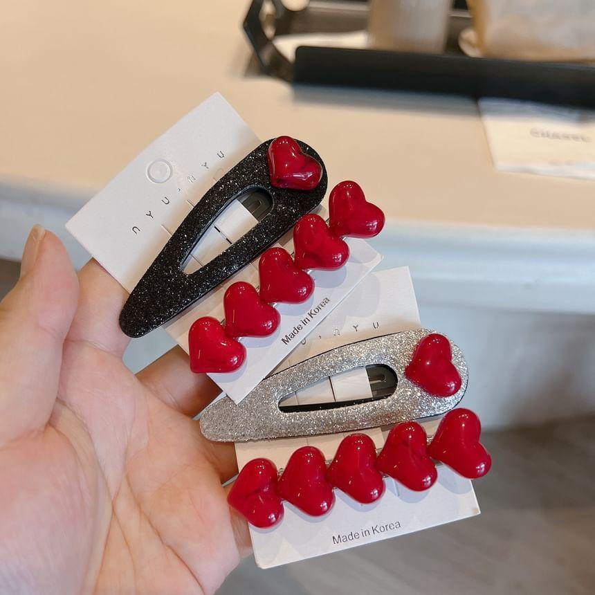 Set of 2: Heart Plastic Hair Clip (Various Designs) Product Image