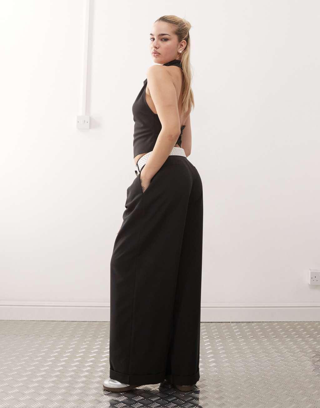 COLLUSION tailored drape pants in black - part of a set Product Image