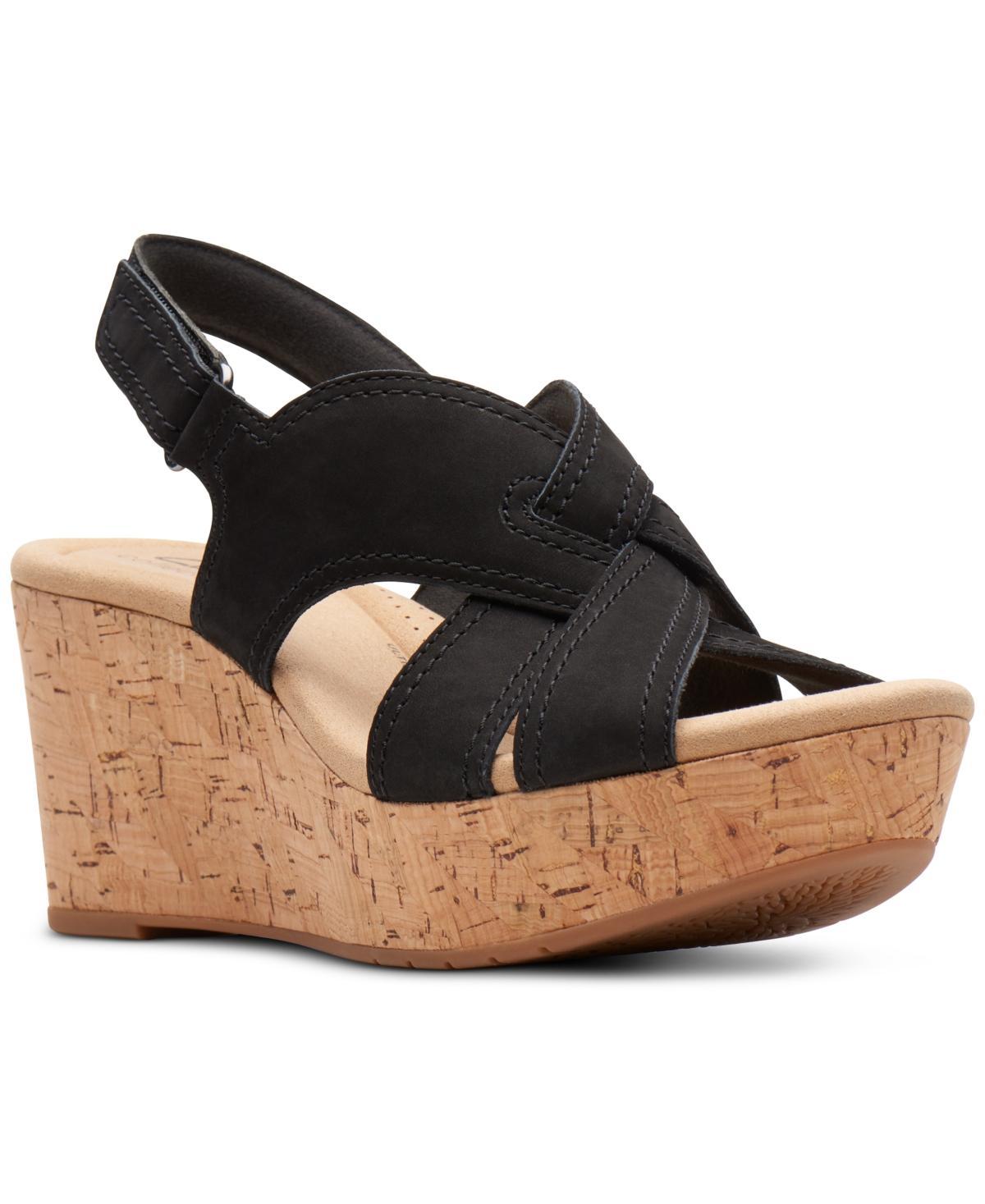 Clarks Womens Rose Erin Woven-Strap Wedge Sandals Product Image