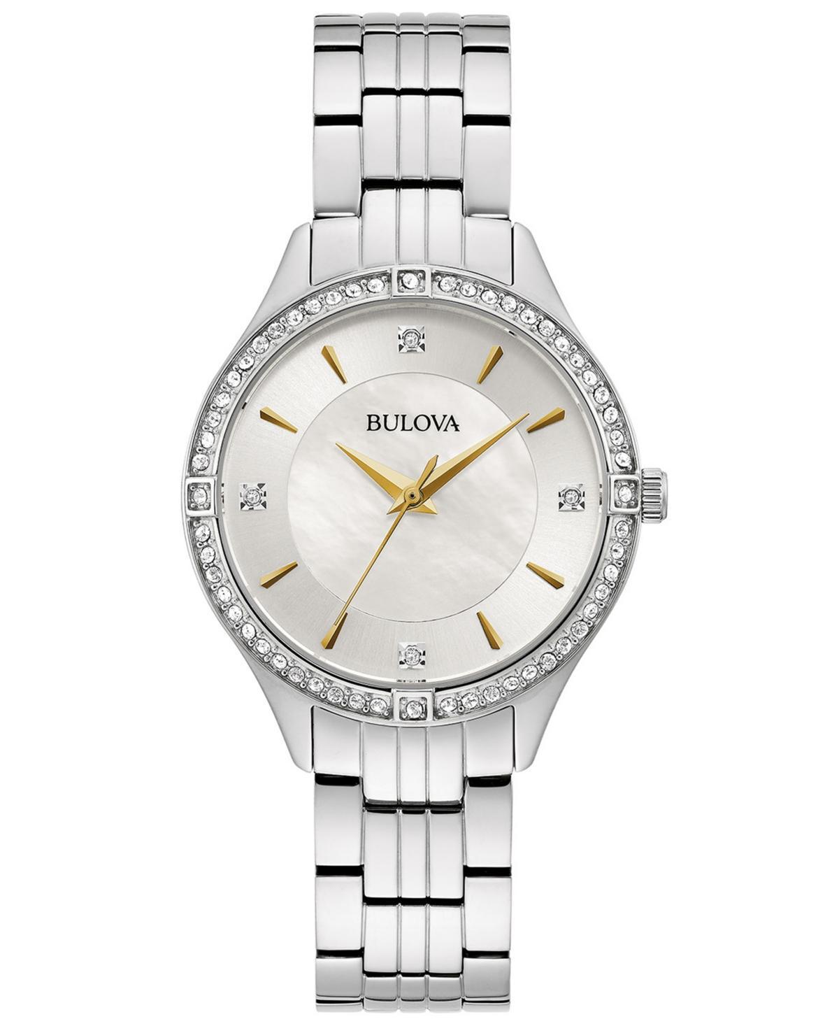 Bulova Womens Crystal Stainless Steel Bracelet Watch 32mm, Created for Macys Product Image