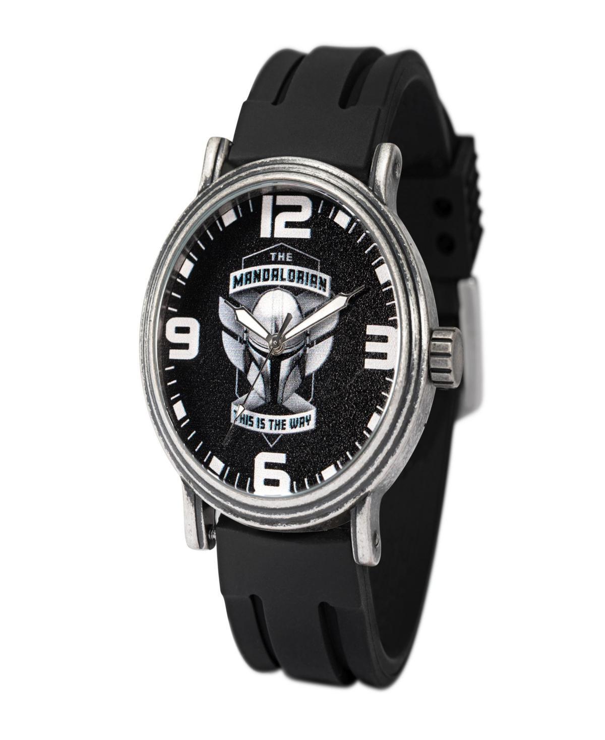 ewatchfactory Mens Disney Star Wars Mandalorian, the Vintage Inspired Alloy Black Rubber Strap Watch 44mm Product Image