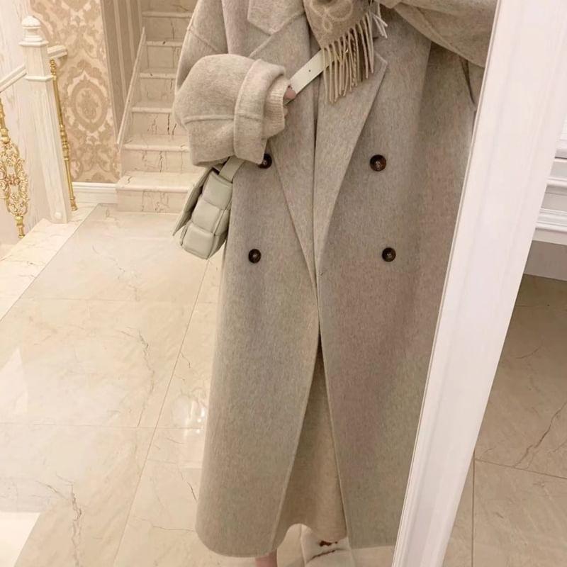 Plain Maxi Double-Breasted Coat Product Image