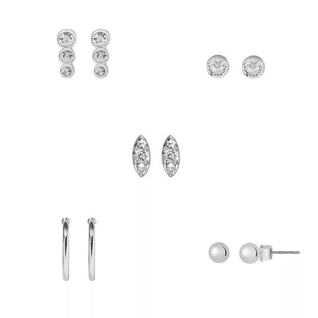 LC Lauren Conrad Silver Tone Crystal Stud Earring Set, Womens, Clear Product Image