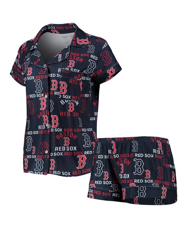 Womens Concepts Sport Boston Red Sox Flagship Allover Print Top & Shorts Sleep Set Blue Product Image