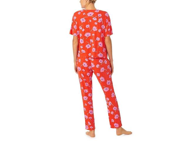 Sanctuary Short Sleeve Tee Cropped PJ Set (Red Floral) Women's Pajama Sets Product Image