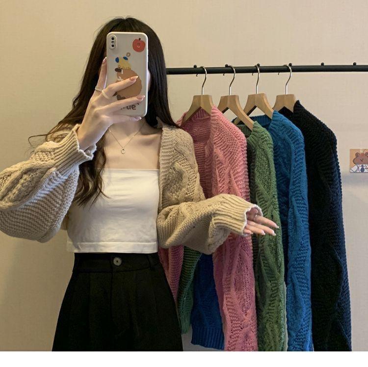 Open Front Cable Knit Shrug Cardigan Product Image