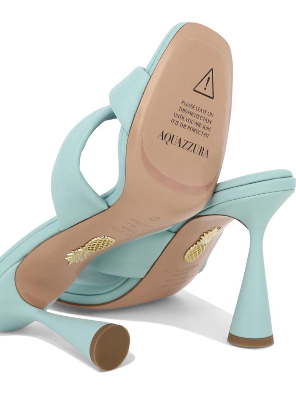 AQUAZZURA Amore 95mm Leather Mules In Green Product Image