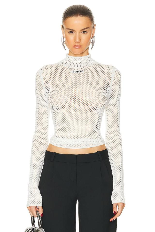 OFF-WHITE Long Sleeve Turtleneck Sweater in White Product Image