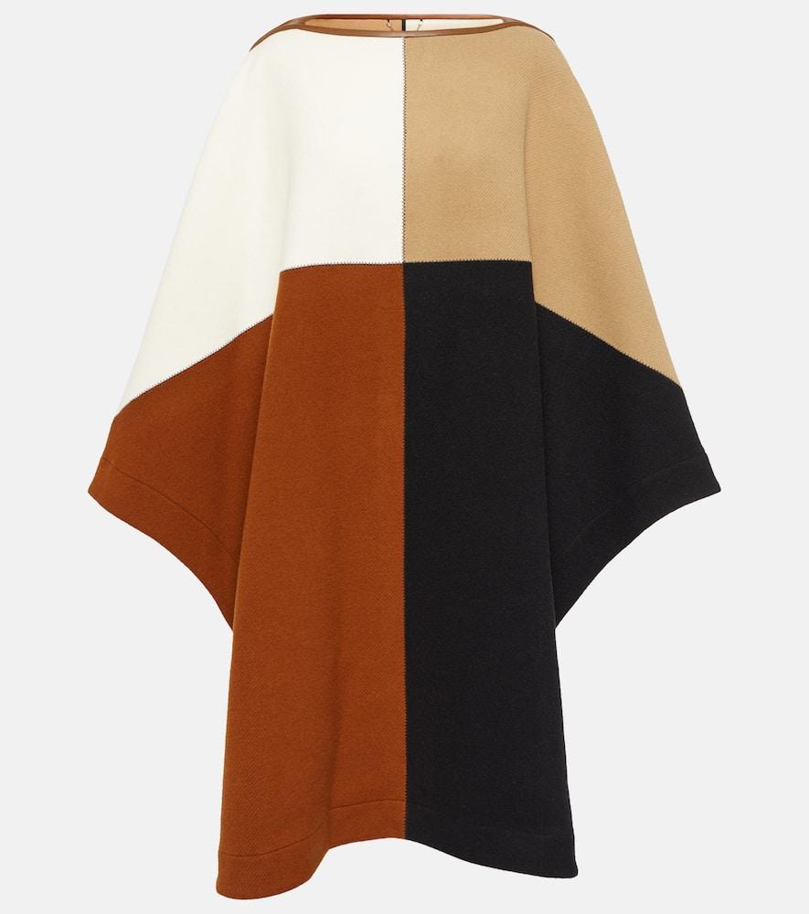 Colorblock Wool Blend Long Poncho In Multicolor Product Image