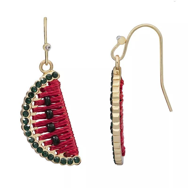 LC Lauren Conrad Gold Tone Threaded Watermelon Drop Earrings, Womens Product Image