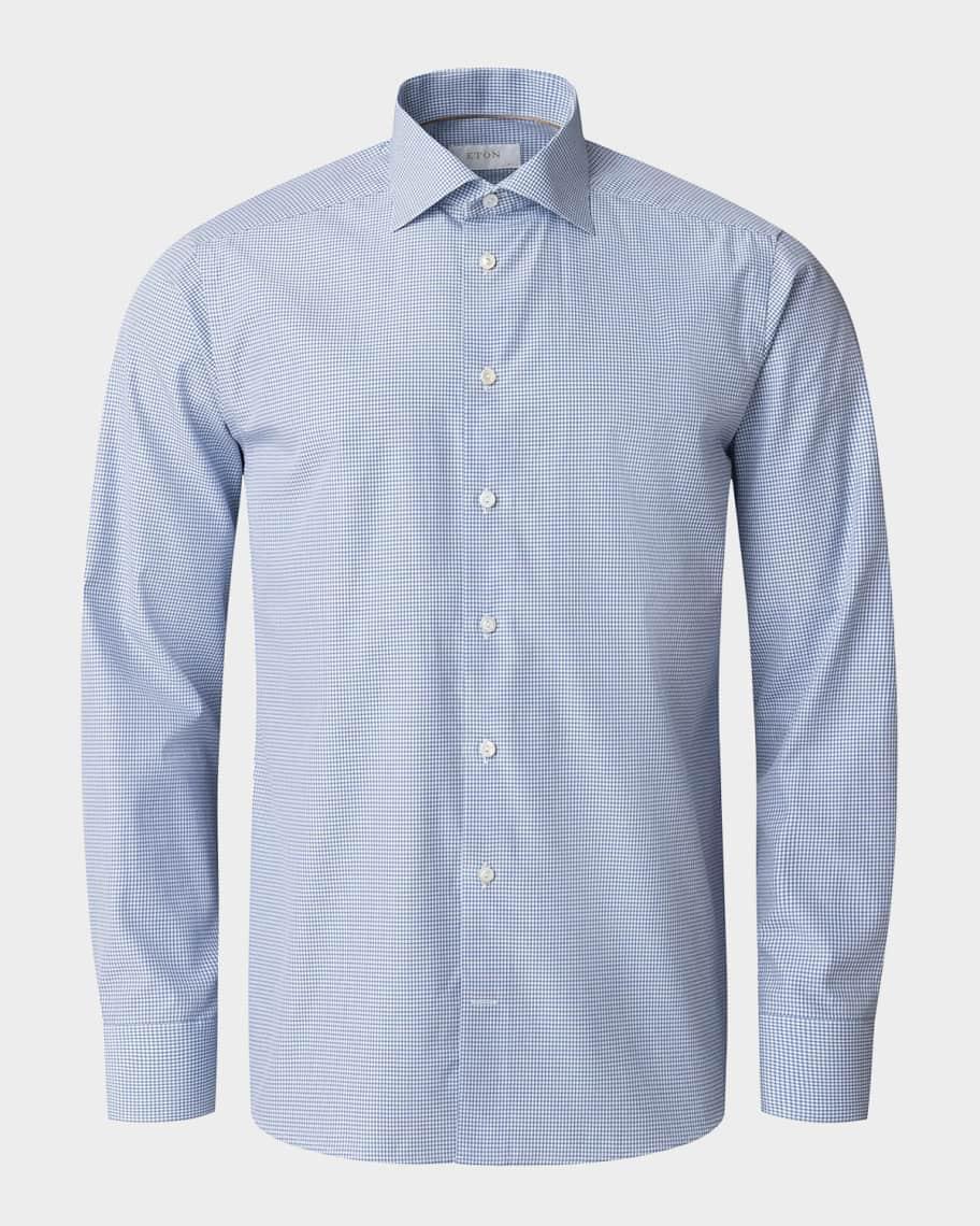 Men's Contemporary Fit Cotton Check Sport Shirt Product Image