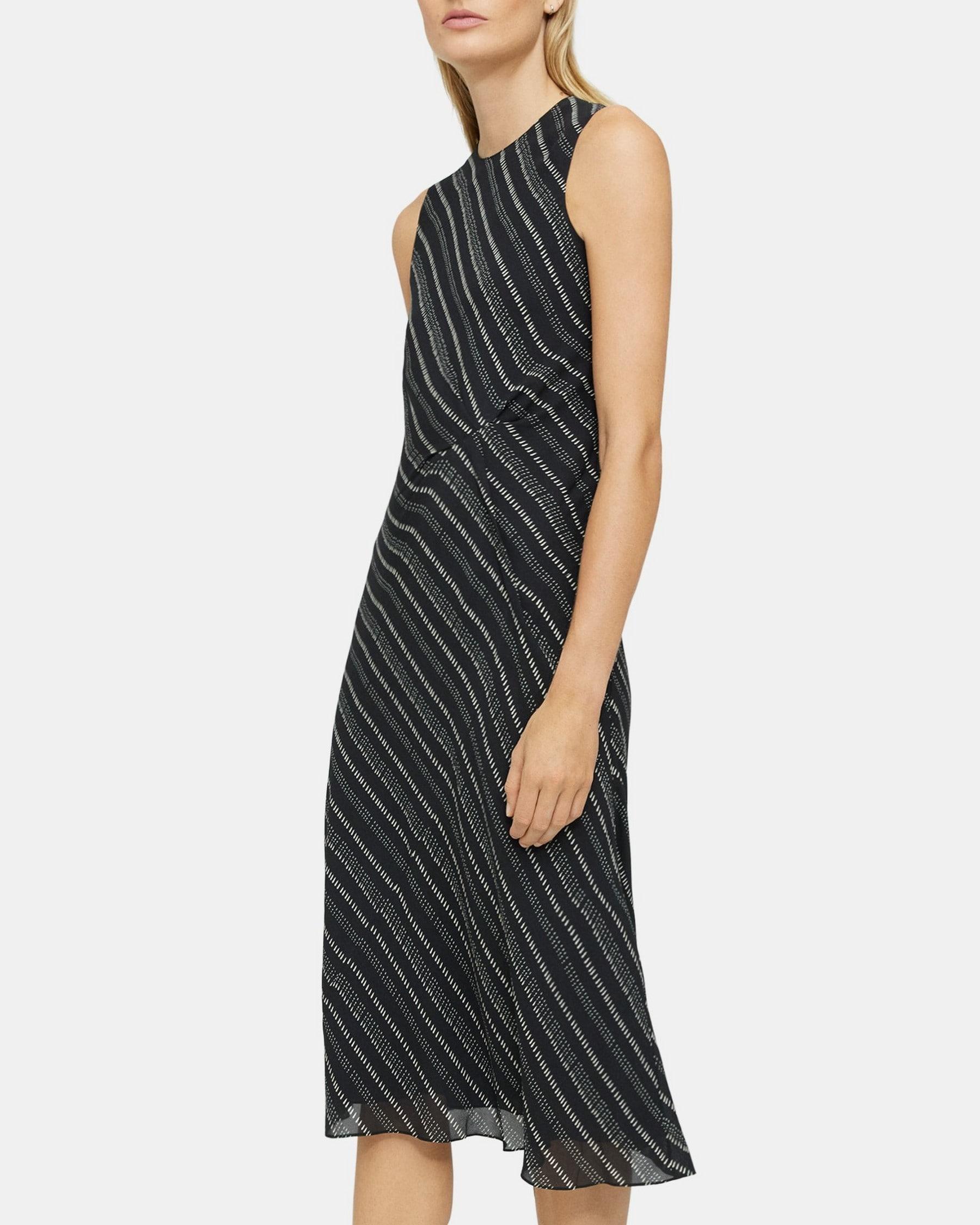 Draped Asymmetrical Dress in Silk Crepe Product Image