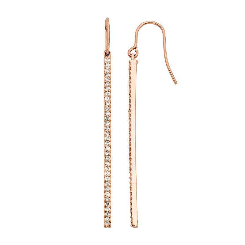 1 Carat T.W. Diamond 14k Gold Stick Drop Earrings, Womens, Pink Product Image