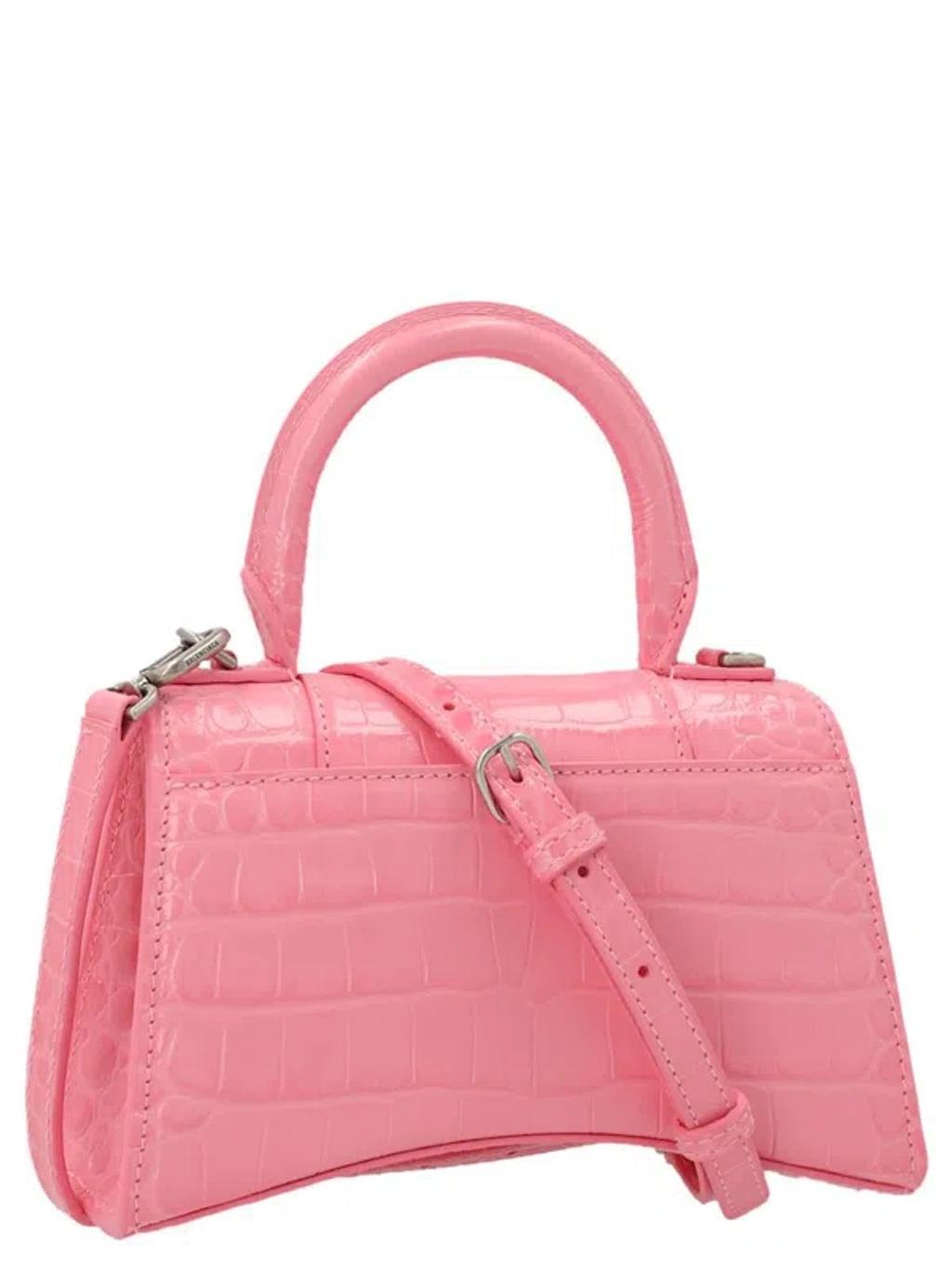 Woman Pink Leather Xs Hourglass Handbag Product Image