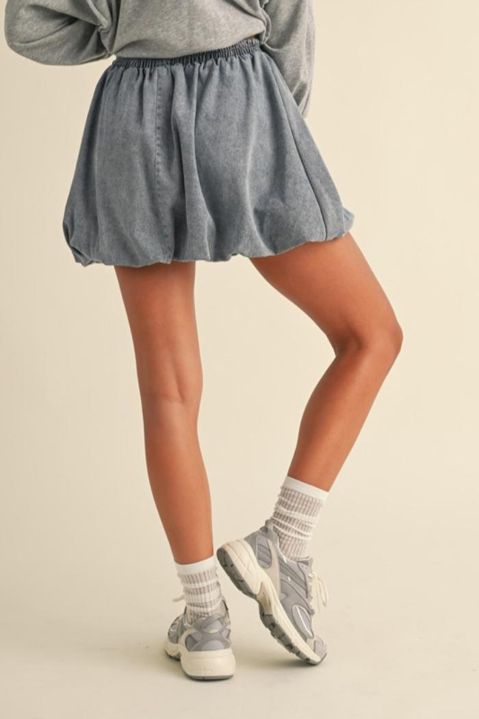 Balloon Denim Mini Skirt Product Image