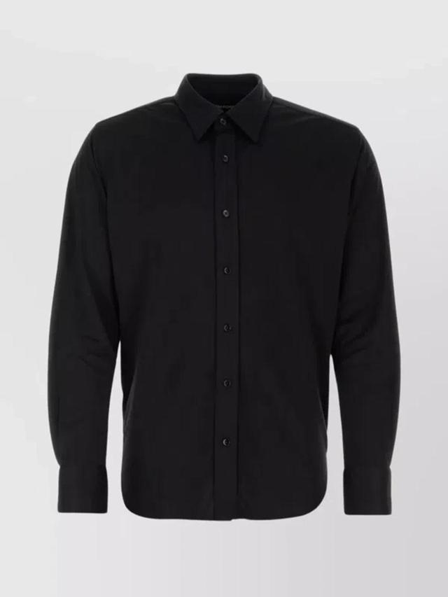 Short Collar Silk Shirt In Black Product Image