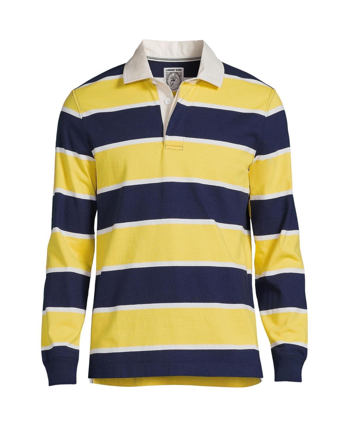 Lands End Mens Long Sleeve Stripe Rugby Shirt - Ivory Product Image