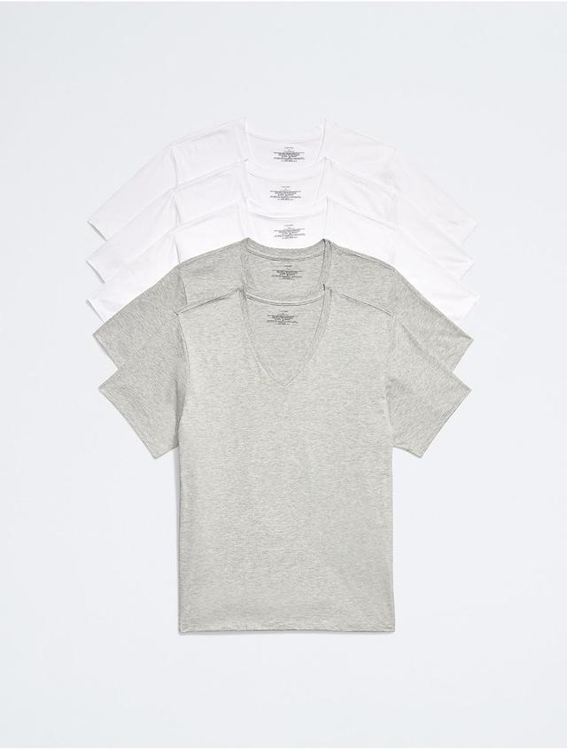 Calvin Klein Mens Cotton Classics 5-Pack V-Neck T-Shirt - White - S Product Image