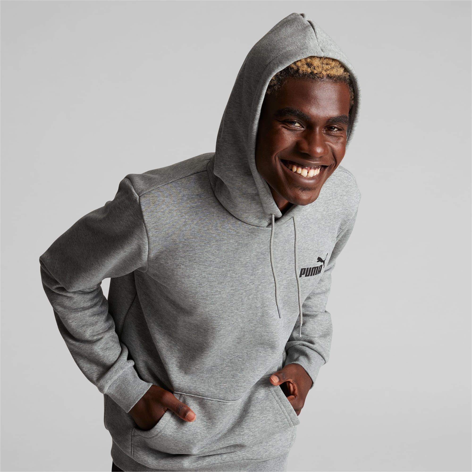 PUMA Essentials Small Logo Men's Hoodie in Medium Grey Heather, Size XXS Product Image