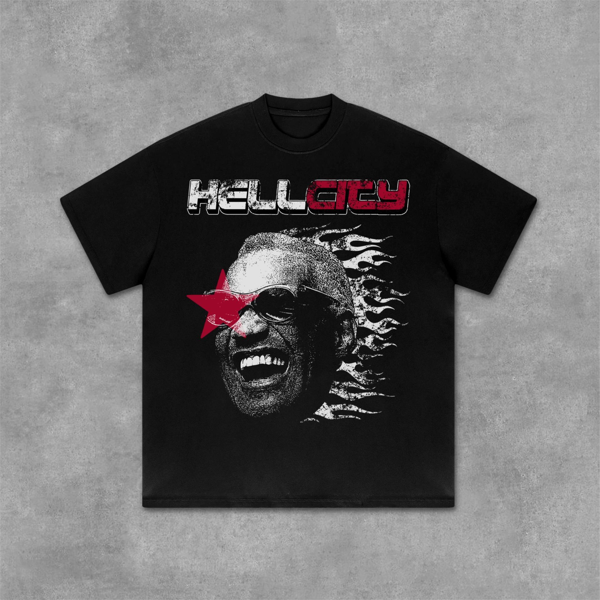 Hellcity - Flame Player Graphics Cotton T-Shirt Product Image