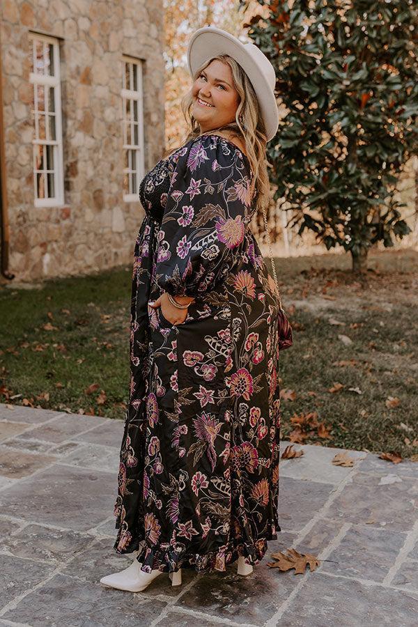 Autumn Encounters Satin Floral Maxi Dress Curves Product Image