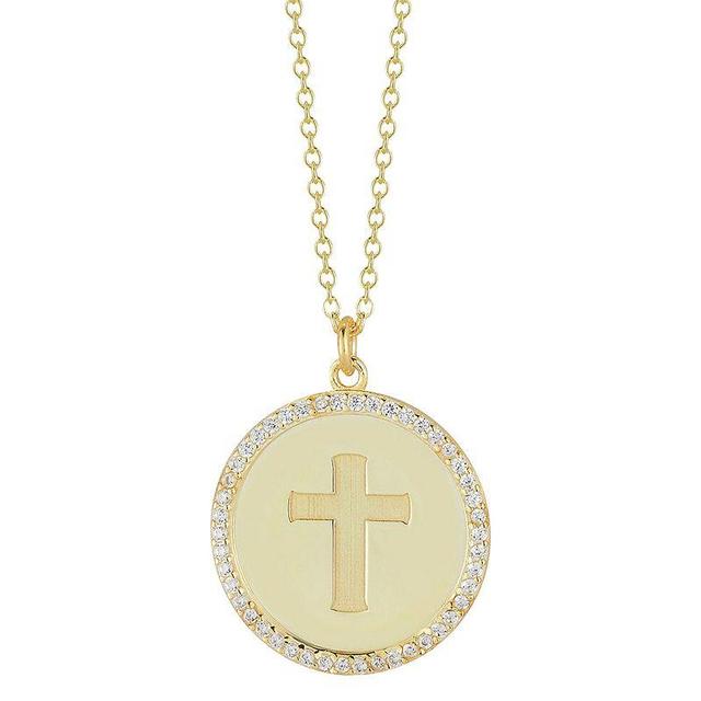 Sunkissed Sterling 14k Gold over Silver CZ Cross Necklace, Womens Gold Tone Product Image