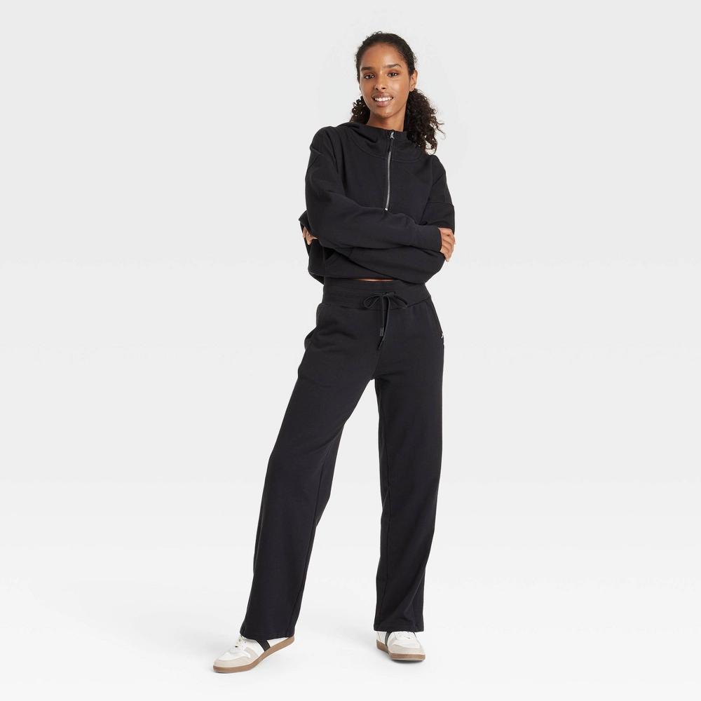 Womens French Terry Straight Leg Sweatpant - JoyLab Black XXL Product Image