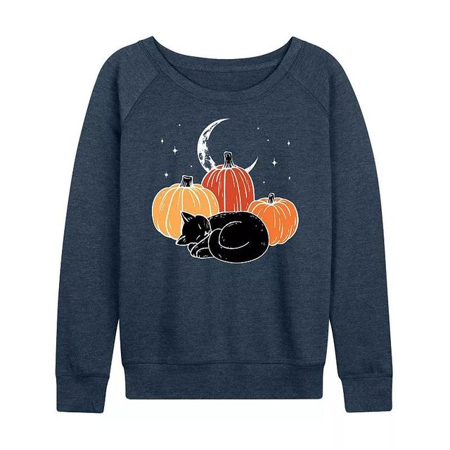 Womens Black Cat Pumpkin Nap Lightweight French Terry Sweatshirt Grey Indigo Product Image