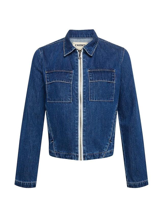 Womens Elaine Zip Denim Jacket Product Image