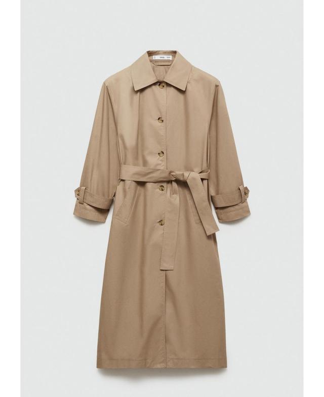 Mango Womens Shirt Collar Cotton Trench Coat Product Image