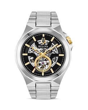 Bulova Maquina Silver-Tone Link Bracelet Automatic Watch, 46mm Product Image