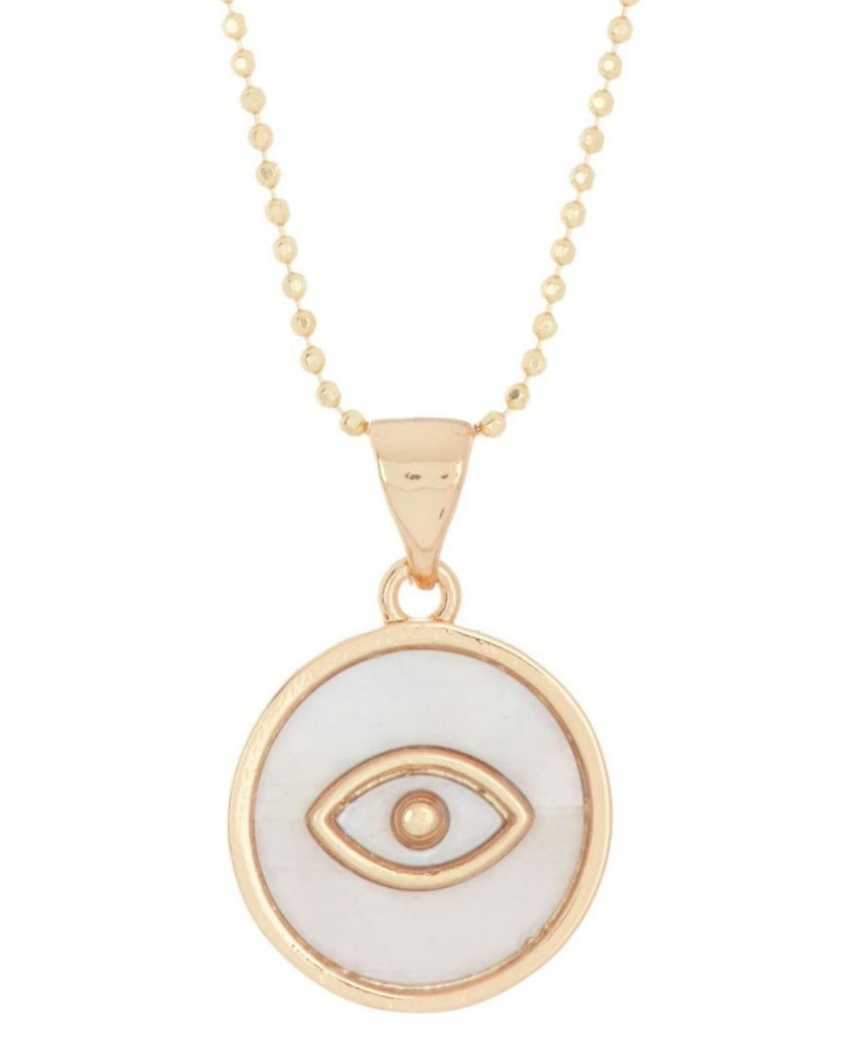 Adornia 14k Gold-Plated Mother-of-Pearl Evil Eye 18 Pendant Necklace Product Image