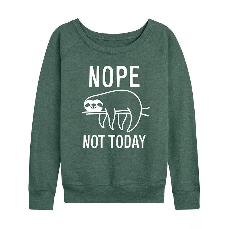 Plus Size Nope Not Today Sloth Lightweight French Terry Sweatshirt, Womens Grey Juniper Product Image