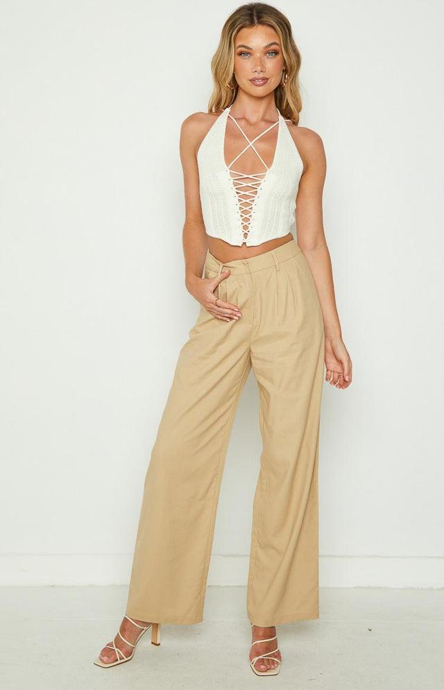 Summer Days Beige Linen Blend Pants Product Image