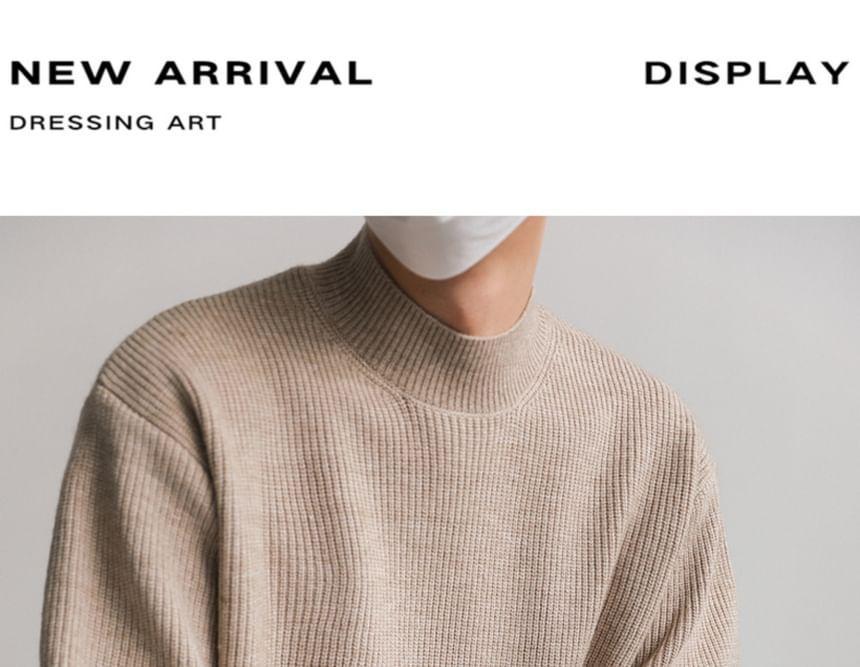 Mock Neck Plain Oversized Sweater Product Image