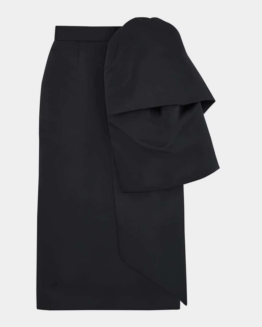 Bow Embellished Satin Midi Skirt Product Image