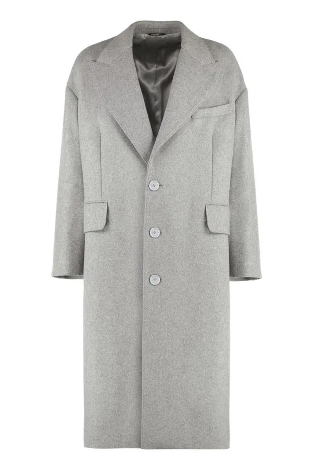 Wool Blend Coat Back Vent In Gray Product Image