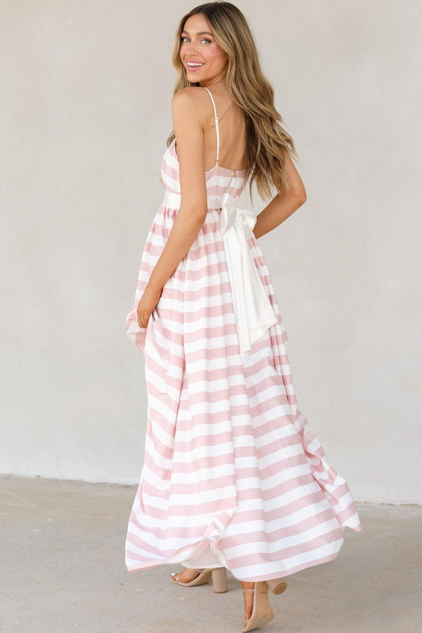 Aura Gentle Lady Pink Stripe Maxi Dress Product Image