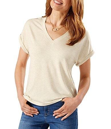 Tommy Bahama Kauai Jersey V-Neck Tee (Tea Leaf) Women's Clothing Product Image