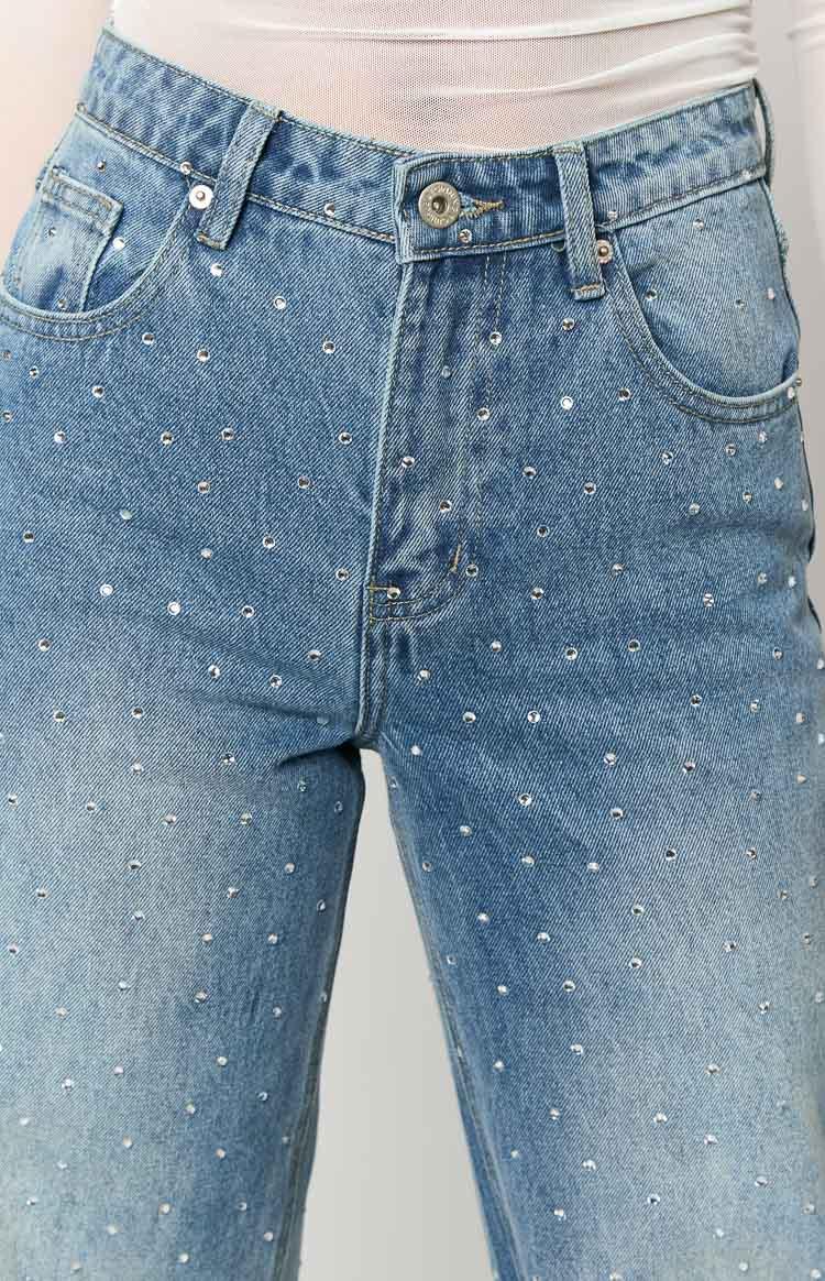 Sparks Mid Wash Denim Straight Leg Jeans Product Image