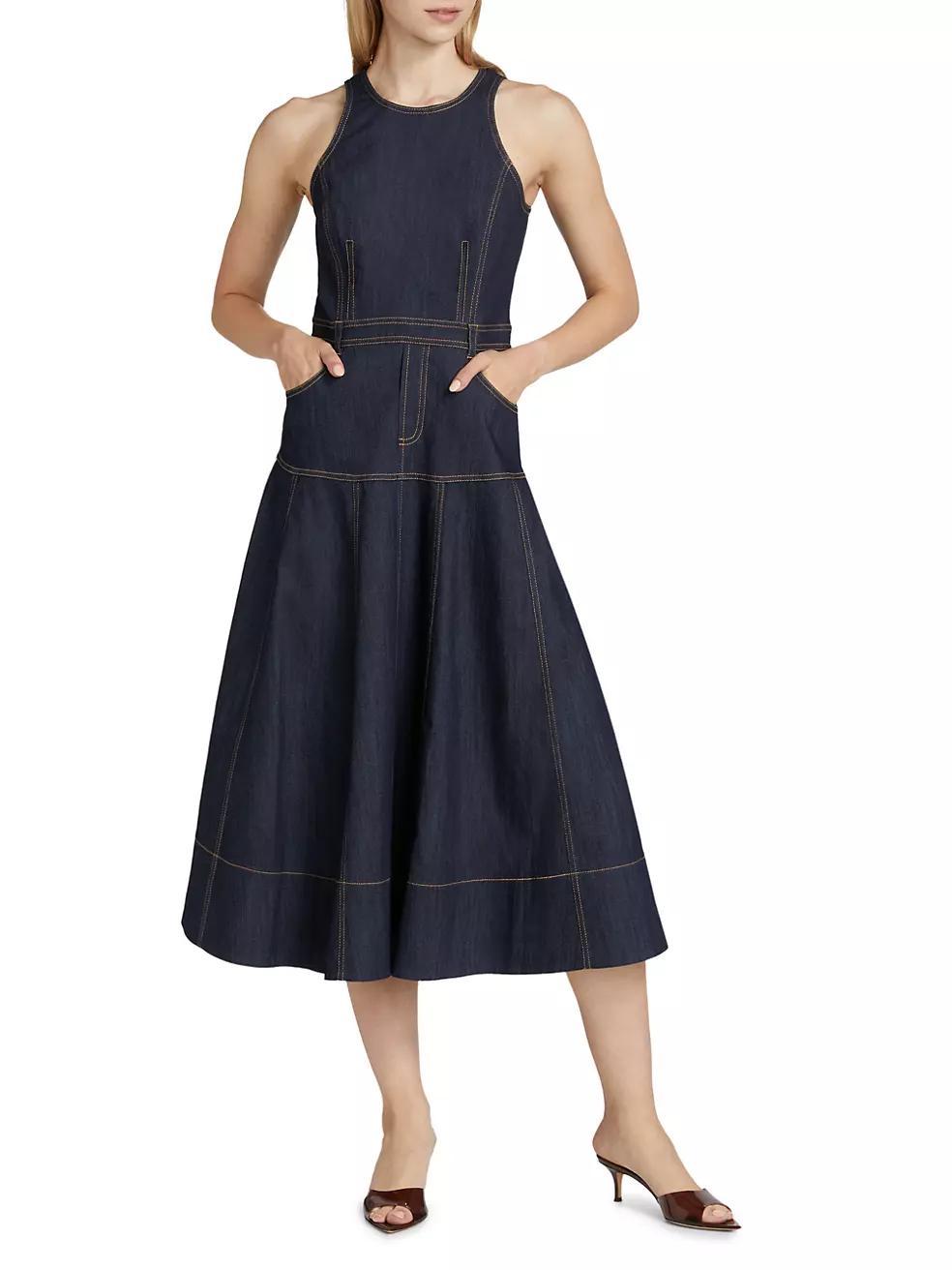 Baran Denim Sleeveless Midi-Dress Product Image