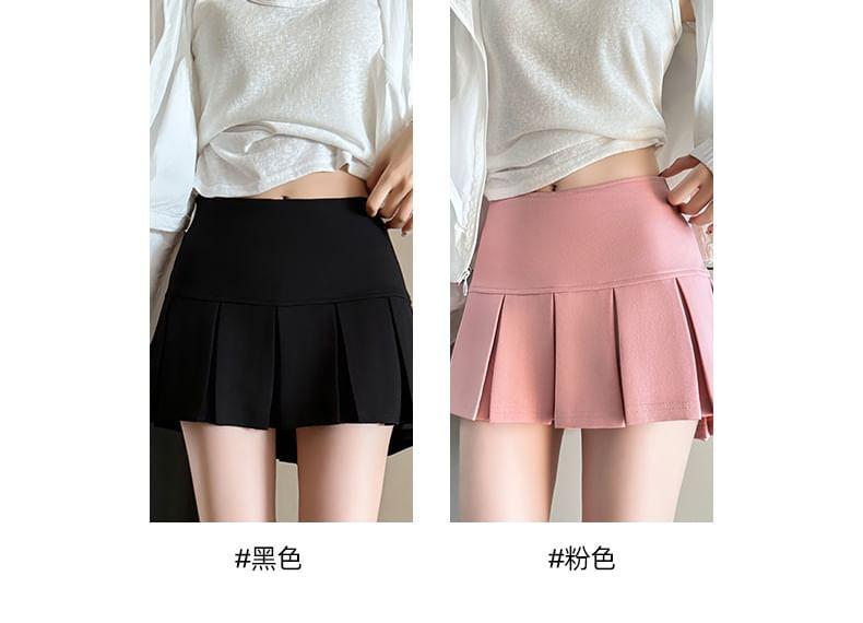 Mid Rise Panel Accordion Pleat A-line Sports Mini Skirt With Inset Shorts Product Image