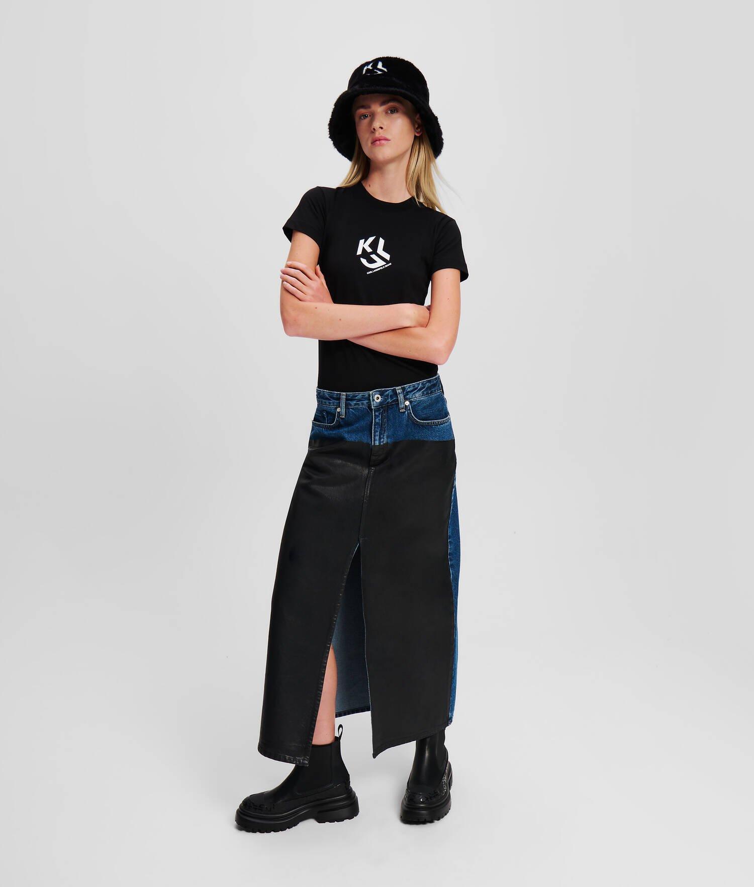 KLJ BLOCKED DENIM SKIRT Product Image