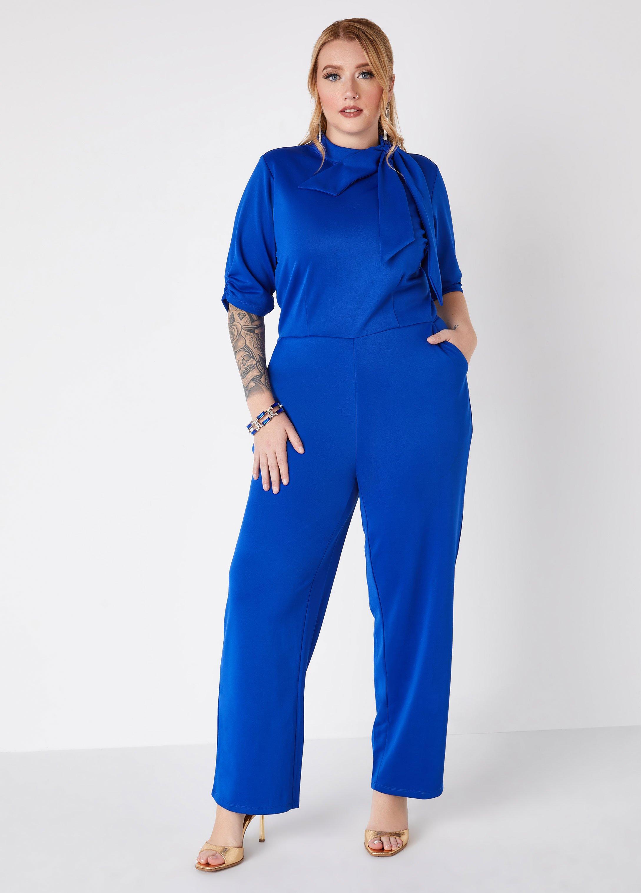 Plus Size Knotted Straight Leg Jumpsuit Ashley Stewart Product Image