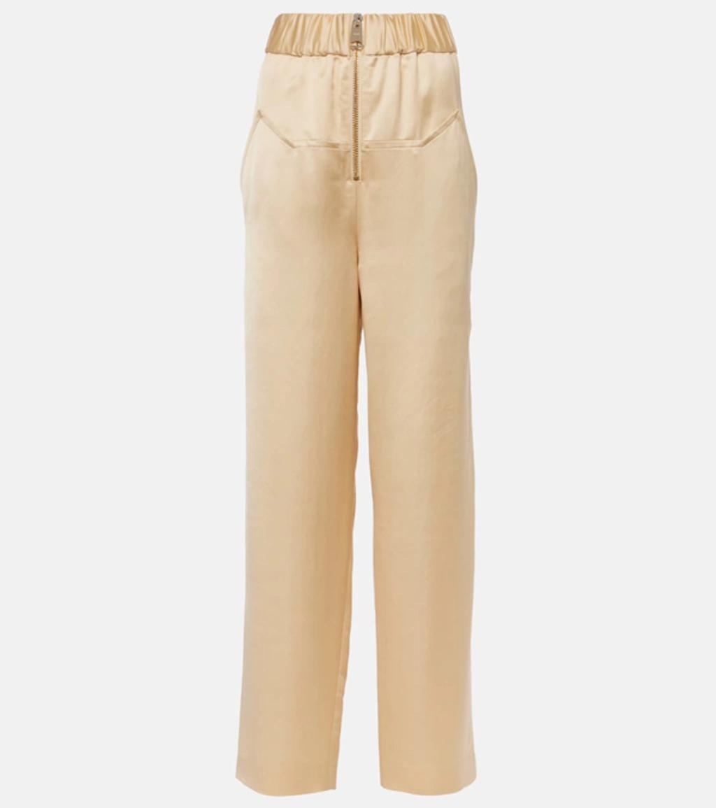 Felton Wool-satin Wide-leg Pants In Ivory Product Image