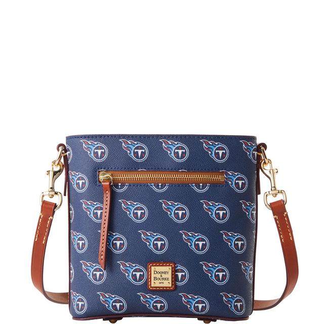 Dooney & Bourke Womens NFL Titans Small Zip Crossbody Coated Cotton Shoulder Bag in Navy Product Image