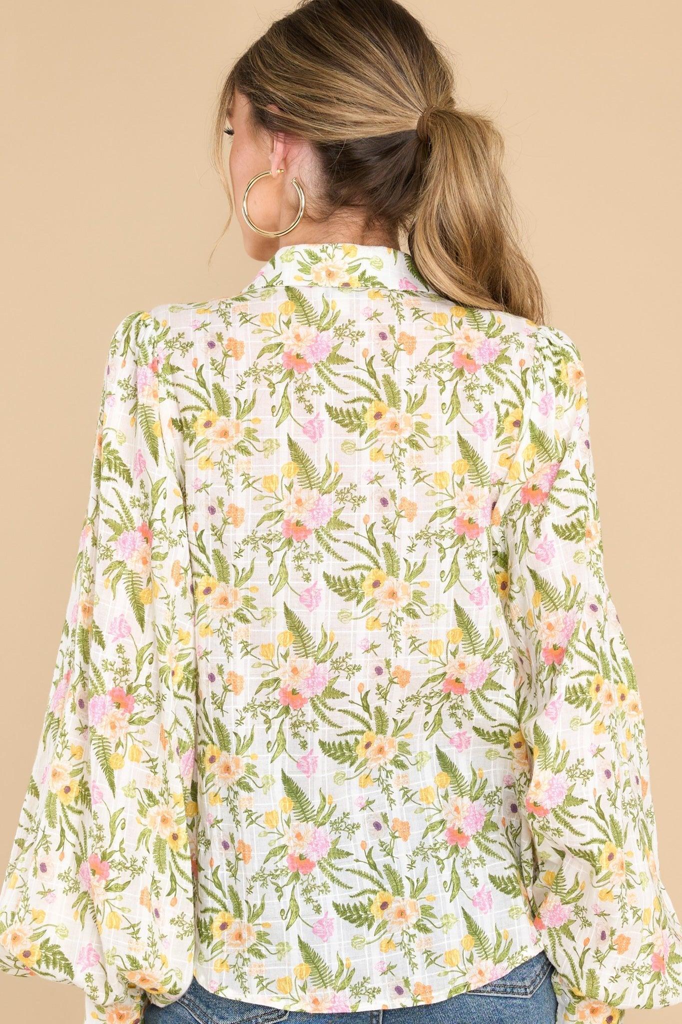 Aura It Was Easy Ivory Floral Top Product Image