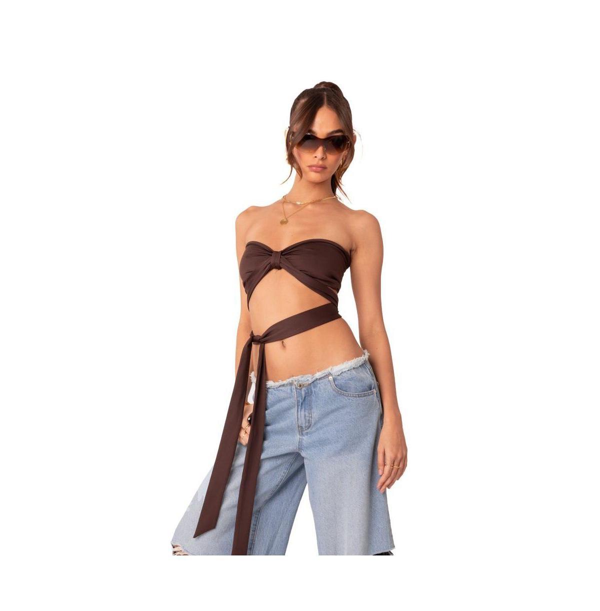 Womens Tie Front Bandeau Crop Top product image